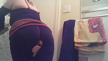 Horny slut plays with bondage