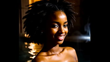 Gorgeous busty ebony teasing and fucking in a sauna in her yellow leather bikini ai illustrated leather porn dream