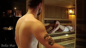 She wanted to relax in sauna but got a fat cock to work at