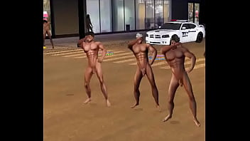 Dancing naked in the street