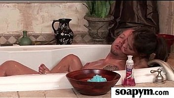 Soapy massage end with a big cumshot 7