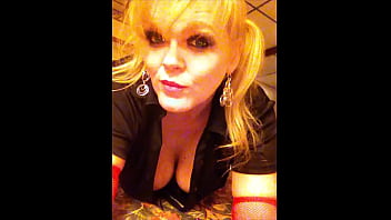 Sexy busty blonde milf plays to the camera