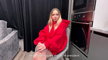 Sexy delivery girl without panties stole my food shows big tits and sucks cock fucks tight pussy