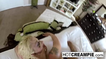 Hot blonde gets filled with black dick