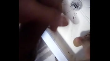 Cute petite latina cums in the bathroom