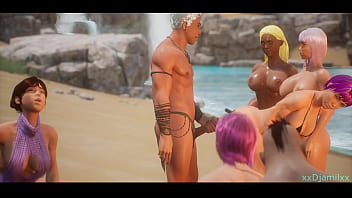 Парень дрочит у манящей попки Среди сиськотряса