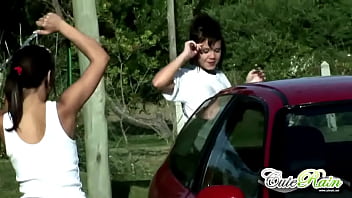 Cute rain sexy car wash