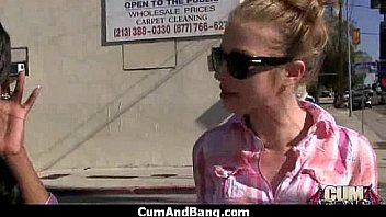 Supr hot ebony chick blows a group of white dicks 22