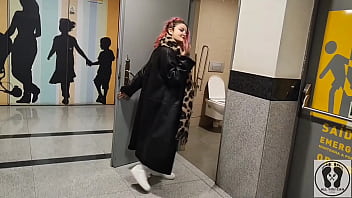 Fucking at public toilet standing doggy fuck facial cumshot