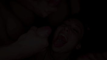 Skinny girl has a very deep throat and loves being submitted to gangbangs