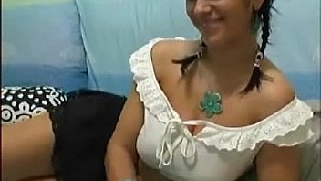 Sexy pigtails euro chick teases her shaved little pussy