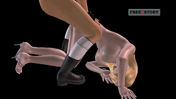 An animated 3d cartoon lesbian porn lesbian girls rubbing pussy and fucking another girl from behind