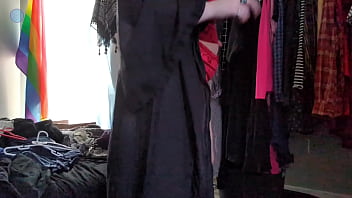 Trying on random clothes and teasing the camera both with and without wearing my packer