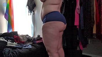 Trying on random clothes and teasing the camera both with and without wearing my packer