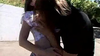 Busty woman fucks outside in outdoor porn