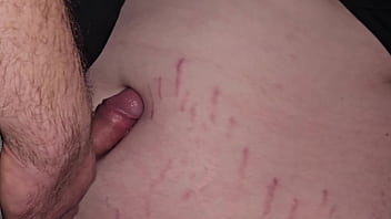 Fuck and cum into her navel belly button