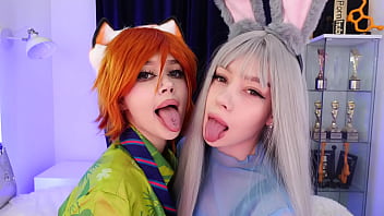 Cosplay girls try dp