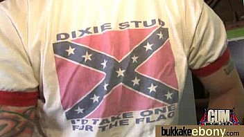 Ebony babe sucks group of white guys 24