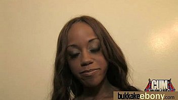 Ebony babe sucks group of white guys 24