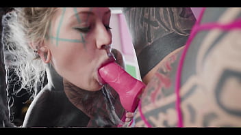 Relentless strap on pounding ends with a soaking squirt