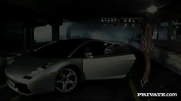 Cute simony strips and gets fucked outdoors at night in a car