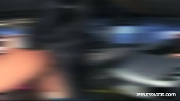 Cute simony strips and gets fucked outdoors at night in a car