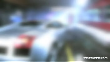 Cute simony strips and gets fucked outdoors at night in a car