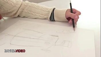 Playful co ed shares secret study session with two lucky classmates