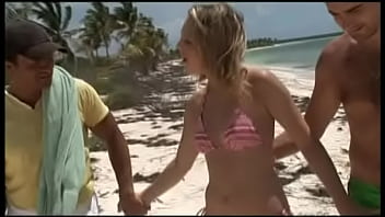 As she gives a blowjob the blonde haired crystal gets butt fucked