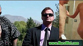 Spicy masseuse gives a slippery nuru massage 17