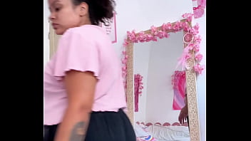 Chubby girl farting while getting ready for a date