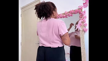 Chubby girl farting while getting ready for a date