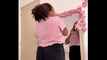 Chubby girl farting while getting ready for a date