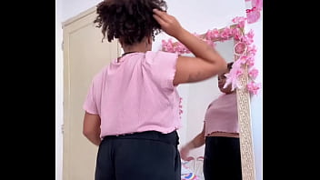 Chubby girl farting while getting ready for a date