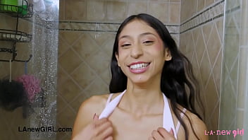 Sexy petite model enjoys a sensual bath