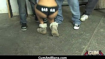 Black chick deepthroats a group of white studs and gets rewarded with cum 10