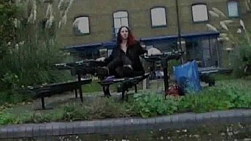 Redhead amateur uk babe monica flashing and masturbating in public in london