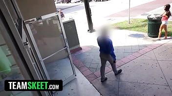 Cutie bubble butt green haired student steals and learns a hard fucking lesson shoplyfter