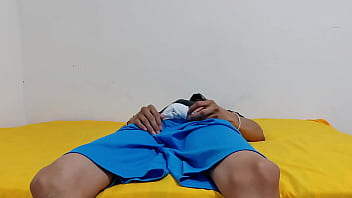 Masturbating a large penis in close up