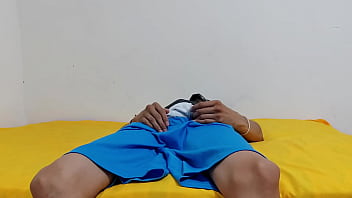 Masturbating a large penis in close up