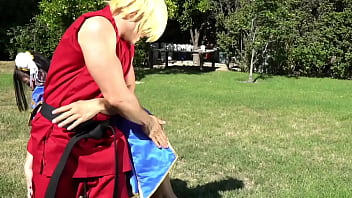 Jade kush as chun li gets fucked by two big cocks street fighter porn cosplay parody