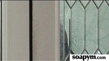 Babe with huge tits massages and blows a customer 14