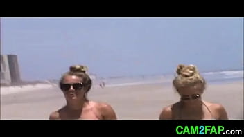 Hot teen beach voyeur jiggly tits