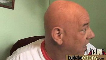 Ebony chick fucked hard in group sex action 16