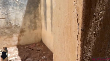 In a ruined house he fucks me cum on my natural tits