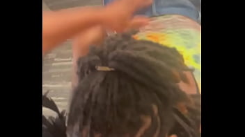 Giving a blowjob while spinning on a chair