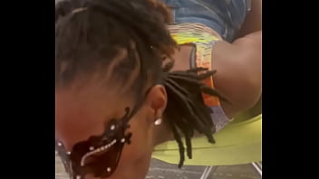 Giving a blowjob while spinning on a chair