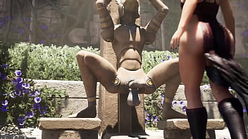 The rhythmic statue caught lara croft off guard again and made her cum