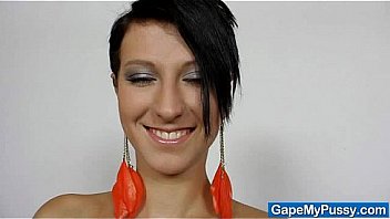 Busty nicoletta testing a metal pussy spreader