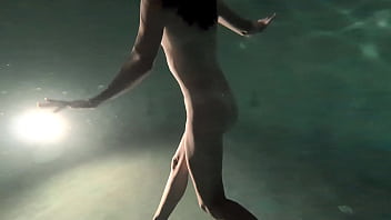 Horny white girl swims with no clothing in public